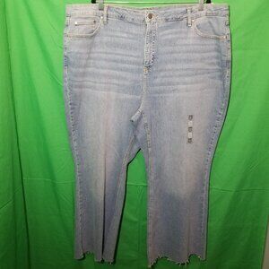 On 34th Jeans High Rise Wide Leg Raw Hem Crop Light Wash Womens Size 24W NWOT